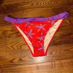 NWOT La‎ Perla red and purple bikini bottoms in size large